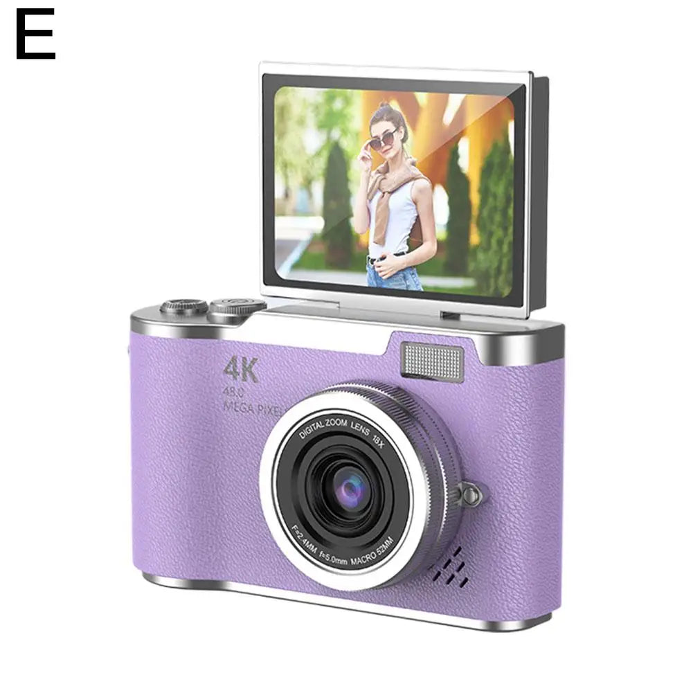 4K Digital Camera 48MP CCD 180° Flip Screen Selfie 8X Zoom Portable with 32G Card Clear Shots for Travel Daily Use Easy ﻿