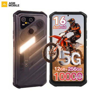 AGM X7 5G Rugged Phone 12GB+256GB 10000mAh Android 16 Phone 6.72" NFC Loudspeaker ESIM 64MP CAM Wireless Charging Cell Phone