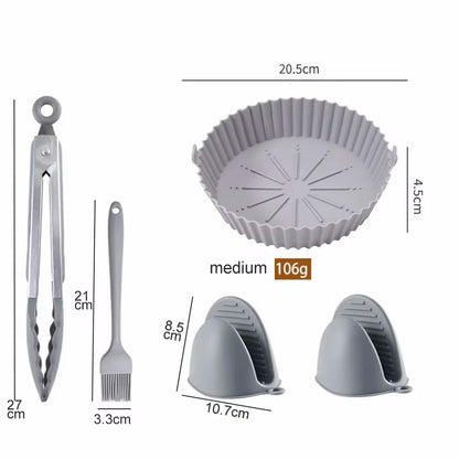 Air Fryer Silicone Basket Tray 20/23cm Round Square 4/5/6/8 Liters XXL Shape Airfryer Case Protector Pan Mold Liner