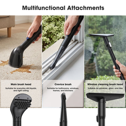 Lubluelu V9 Carpet Cleaner 100°C Steam Kills 99.9% Germs Mites Hot Water Removes Stubborn Stains Cleans Rugs Sofas Mattresses 15000 Pa