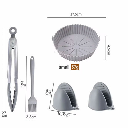 Air Fryer Silicone Basket Tray 20/23cm Round Square 4/5/6/8 Liters XXL Shape Airfryer Case Protector Pan Mold Liner