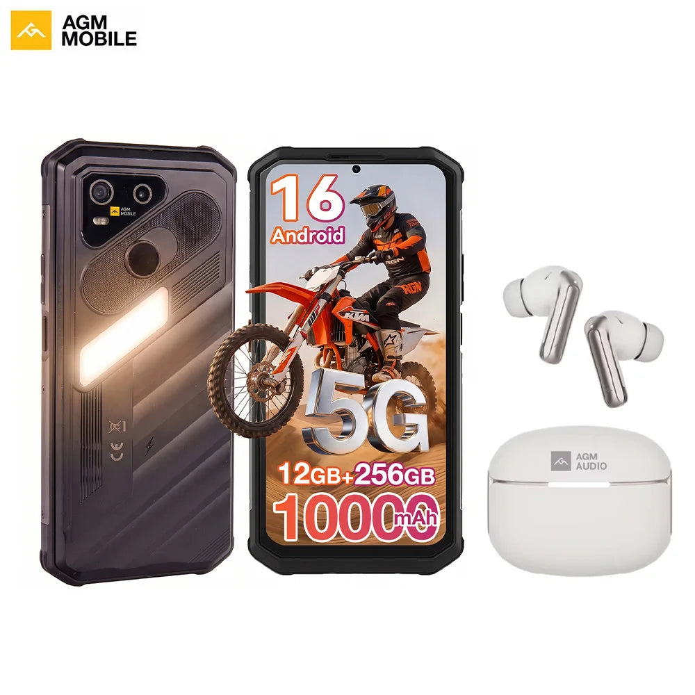 AGM X7 5G Rugged Phone 12GB+256GB 10000mAh Android 16 Phone 6.72" NFC Loudspeaker ESIM 64MP CAM Wireless Charging Cell Phone