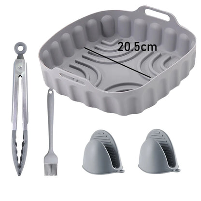 Air Fryer Silicone Basket Tray 20/23cm Round Square 4/5/6/8 Liters XXL Shape Airfryer Case Protector Pan Mold Liner