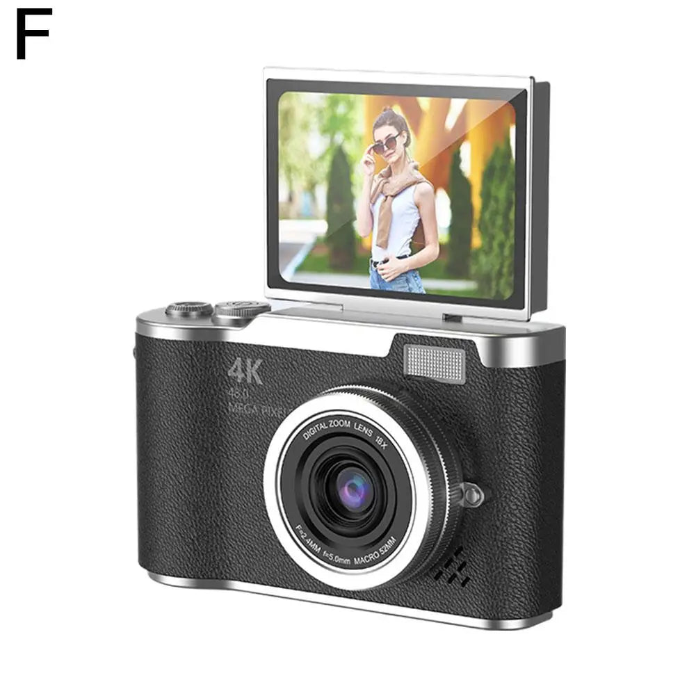 4K Digital Camera 48MP CCD 180° Flip Screen Selfie 8X Zoom Portable with 32G Card Clear Shots for Travel Daily Use Easy ﻿