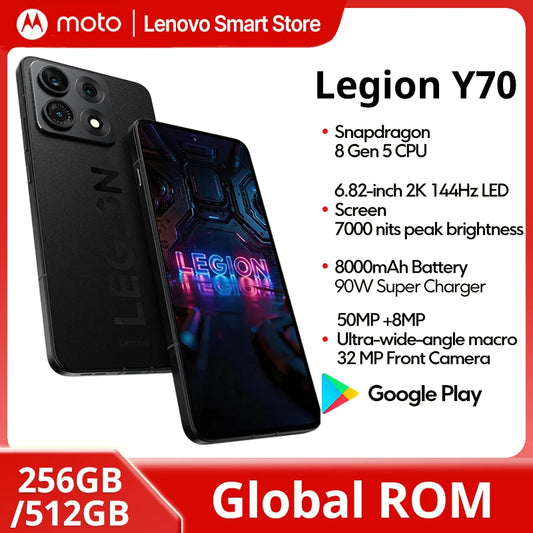 Lenovo Legion Y70 2026 Gaming Smartphone Global ROM Snapdragon 8 Gen 5 CPU 6.82 Inch 144Hz Display 8000mAh 90W Cellphone