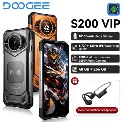 DOOGEE S200 VIP Edition Rugged Phone 6.72" 120Hz Display Telephone Portable 48GB+256GB 10100mAh 100MP Smartphone 5G Android 16