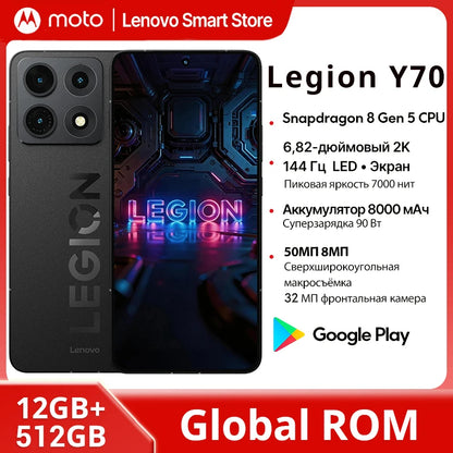 Lenovo Legion Y70 2026 Gaming Smartphone Global ROM Snapdragon 8 Gen 5 CPU 6.82 Inch 144Hz Display 8000mAh 90W Cellphone