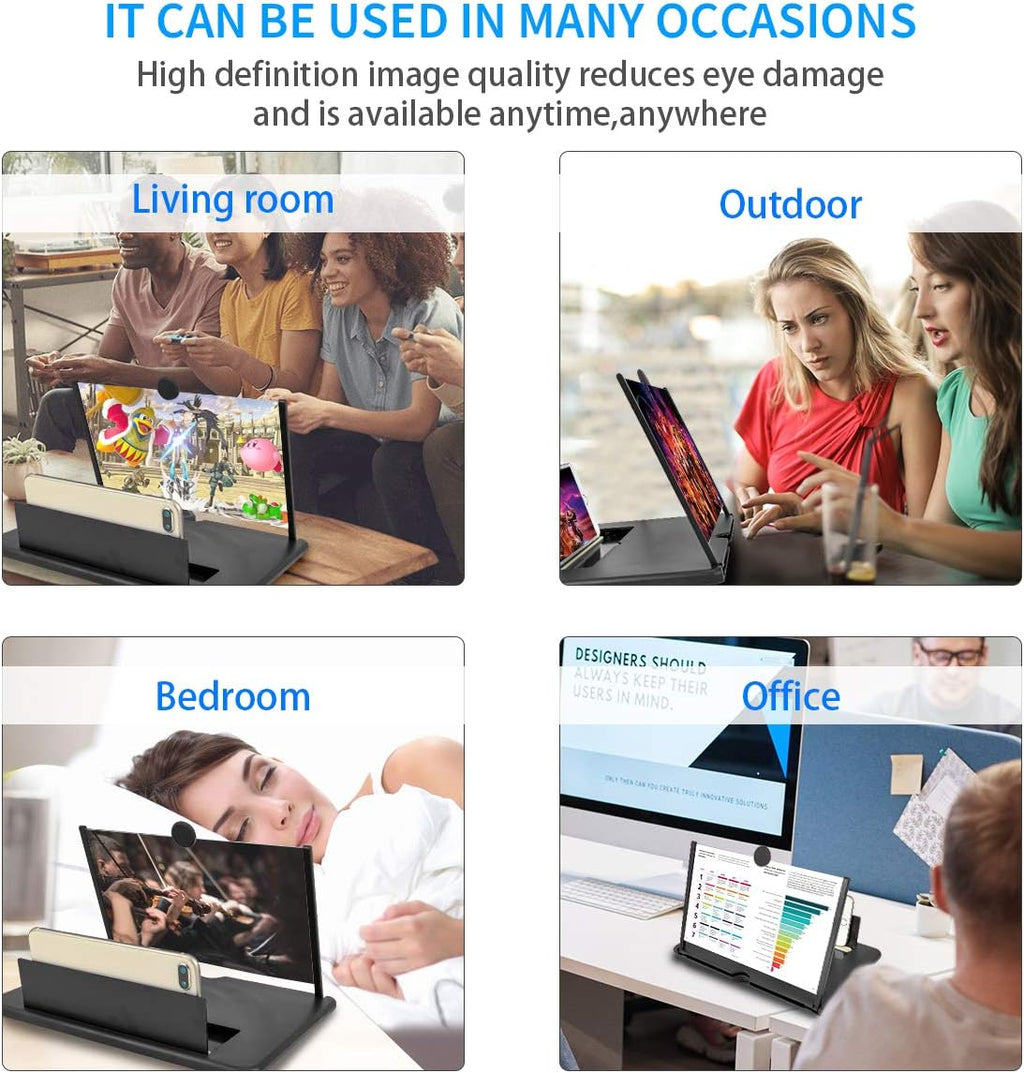 Newseego 12" Thin Foldable Phone Screen Magnifier,HD Phone Amplifier with Folding Stand Holder Portable Movie Video Game Enlarger 3d Movies Phone...