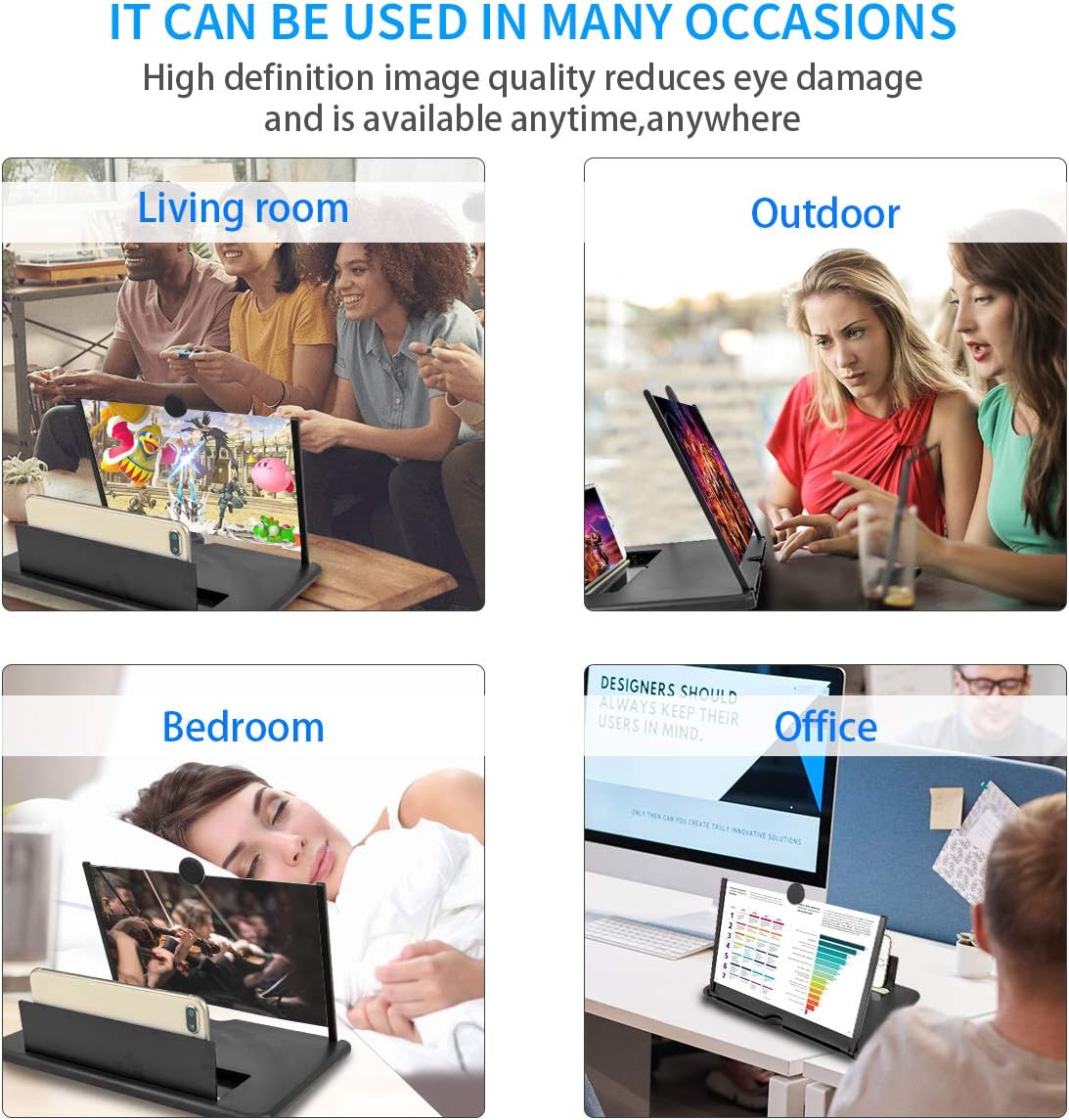 Newseego 12" Thin Foldable Phone Screen Magnifier,HD Phone Amplifier with Folding Stand Holder Portable Movie Video Game Enlarger 3d Movies Phone...