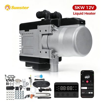 Sunster GSM LTE 4G Remote 12V 5KW Water Heater APP Intelligent Control Engine Preheater  Fuel Liquid Heater for Truck RV Car Van