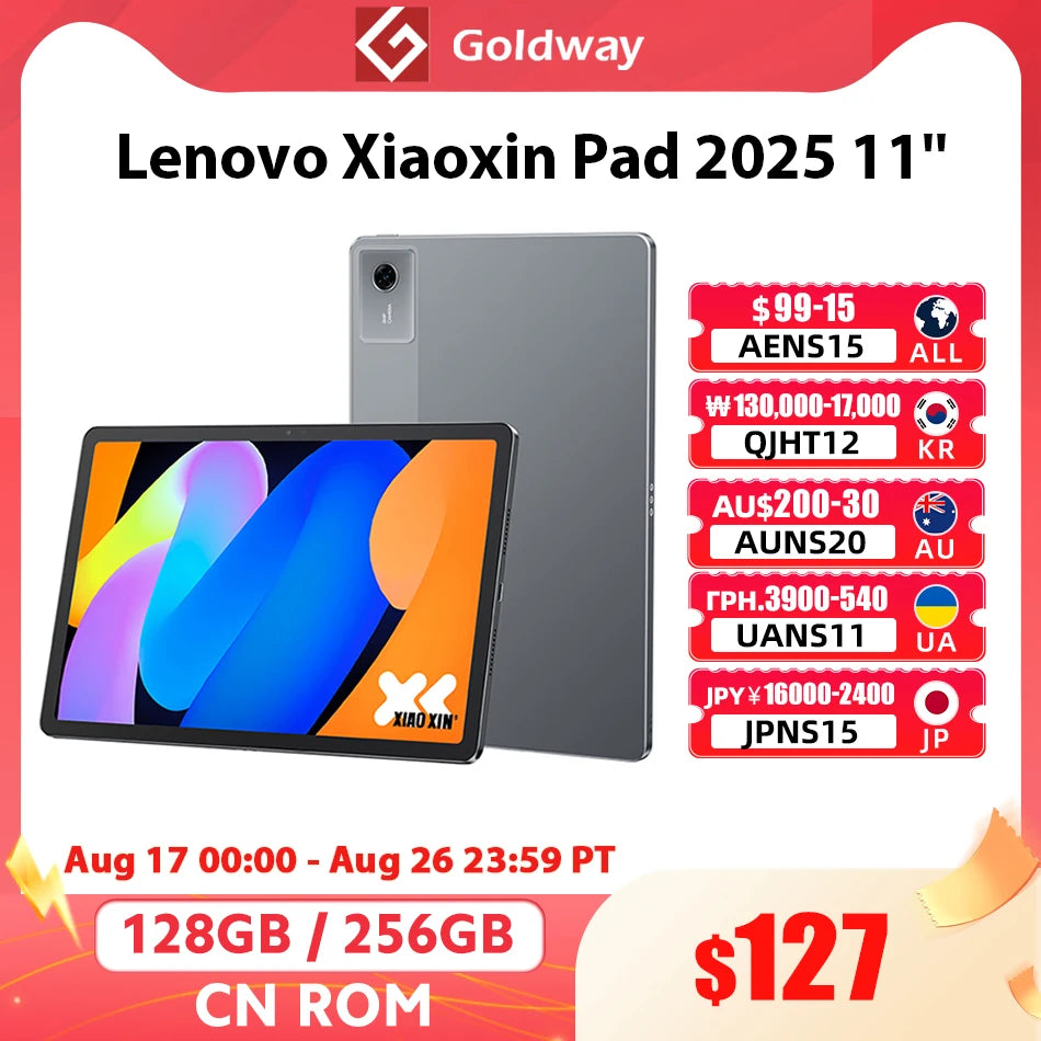 Lenovo Xiaoxin Pad 2025 11'' Tablet 128GB 256GB ROM MediaTek Dimensity 6300 2.5K Ultra HD Dolby Atmos 7040mAh Battery