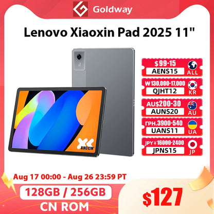 Lenovo Xiaoxin Pad 2025 11'' Tablet 128GB 256GB ROM MediaTek Dimensity 6300 2.5K Ultra HD Dolby Atmos 7040mAh Battery