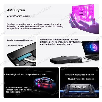 GPD Pocket4 Touch Screen High-Performance Gaming Mini Pc AMD 8840U 16G 1TB 8.8inch 2560×1600 144hz Portable Laptop Tablet 2-In-1