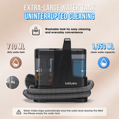 Lubluelu V9 Carpet Cleaner 100°C Steam Kills 99.9% Germs Mites Hot Water Removes Stubborn Stains Cleans Rugs Sofas Mattresses 15000 Pa