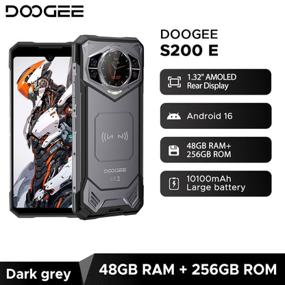 World Premiere DOOGEE S200E 5G Rugged Phone 1.32" Rear Display 10100mAh 48GB RAM (8GB+40GB) 256GB ROM 6.72” Screen Android 16