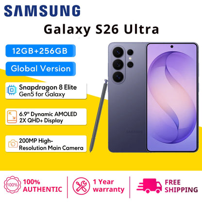 Global Version Samsung Galaxy S26 Ultra 5G Smartphone Snapdragon® 8 Elite Gen 5 Processor 120Hz 6.9” Dynamic AMOLED 2X Display