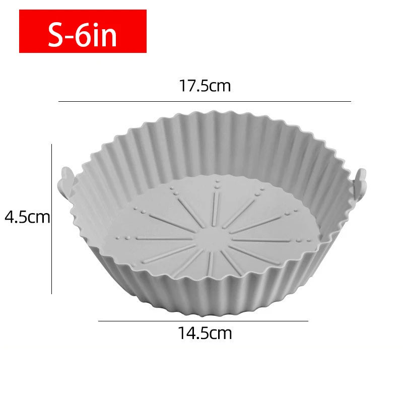 Air Fryer Silicone Basket Tray 20/23cm Round Square 4/5/6/8 Liters XXL Shape Airfryer Case Protector Pan Mold Liner