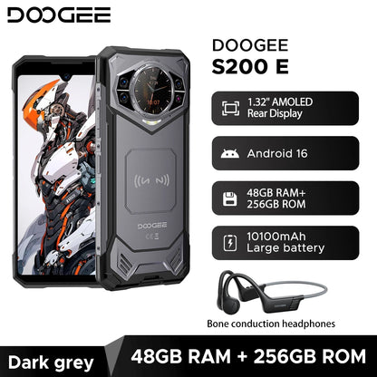 World Premiere DOOGEE S200E 5G Rugged Phone 1.32" Rear Display 10100mAh 48GB RAM (8GB+40GB) 256GB ROM 6.72” Screen Android 16
