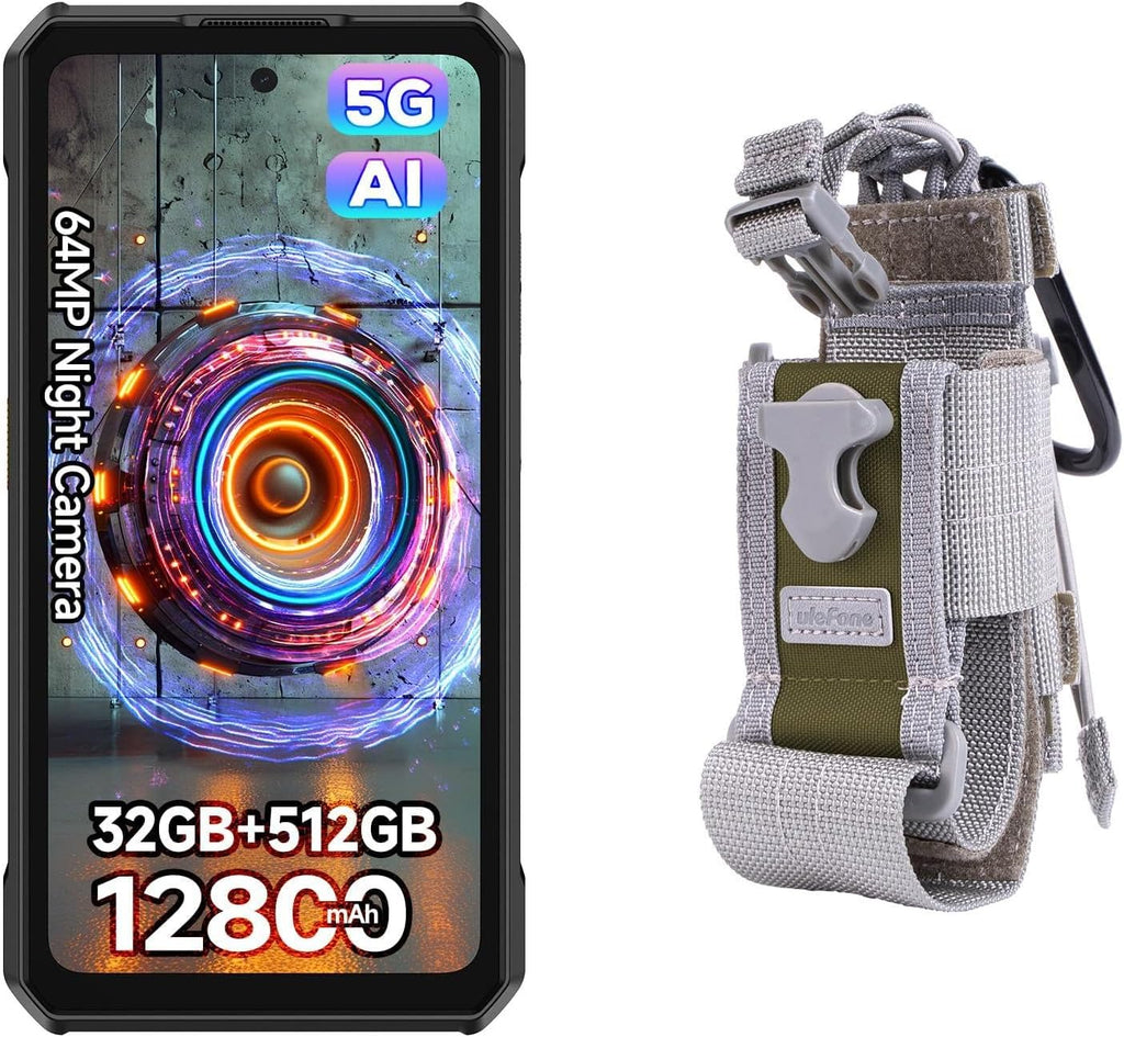 Armor 30 Pro 5G Dual Screen Rugged Phone, 32GB+512GB, 6.95" + 3.4" Screen, 12800mAh, 50MP+50MP+64MP+32MP, Armor Molle Holster, Phone Pouch with Carabiner Clip