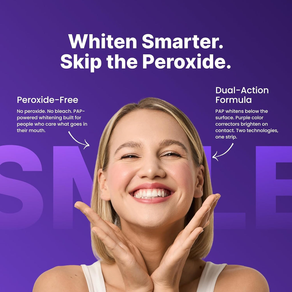 DRDENT Purple Teeth Whitening Strips 21 Treatments - Safe for Enamel - Non Sensitive Teeth Whitening - Whitening Without Any Harm - Pack of 42 Strips + Mouth Opener Included