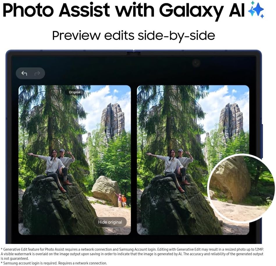 Samsung Galaxy Z Fold7 AI Phone, Thin and Light Foldable Design, Large Screen, 200MP Camera, 512GB Storage, 12GB Memory, 4400 mAh Battery, Blue Shadow,