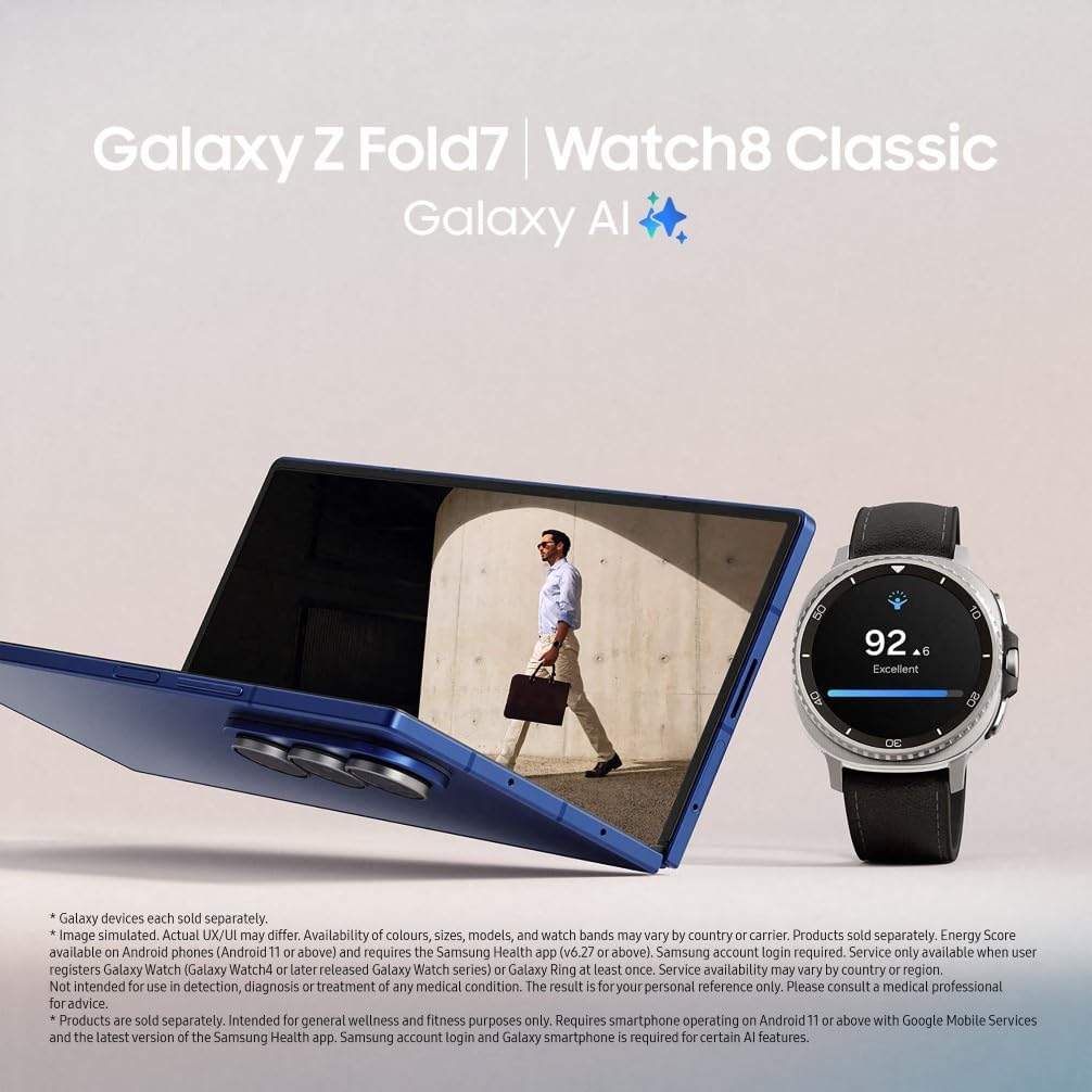 Samsung Galaxy Z Fold7 AI Phone, Thin and Light Foldable Design, Large Screen, 200MP Camera, 512GB Storage, 12GB Memory, 4400 mAh Battery, Blue Shadow,