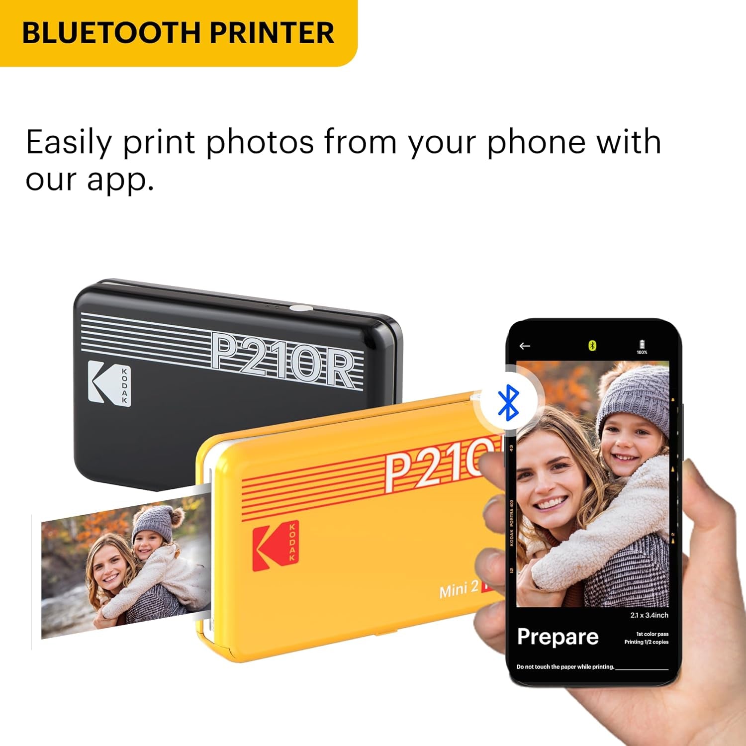 Mini 2 Retro 4PASS Portable Photo Printer (2.1X3.4 Inches) + 8 Sheets, Black