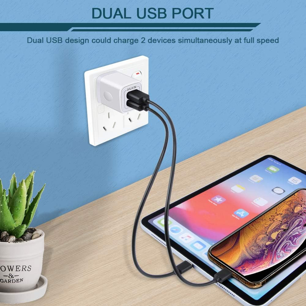 2 Port Charging Box,  6-Pack USB Charger Plug Block, Fast Charging Brick Compatible with Iphone 7/7 Plus,Iphone 6/6Plus, Samsung Galaxy S7/S6, Sony, Motorola, HTC, LG Android Tablets and More