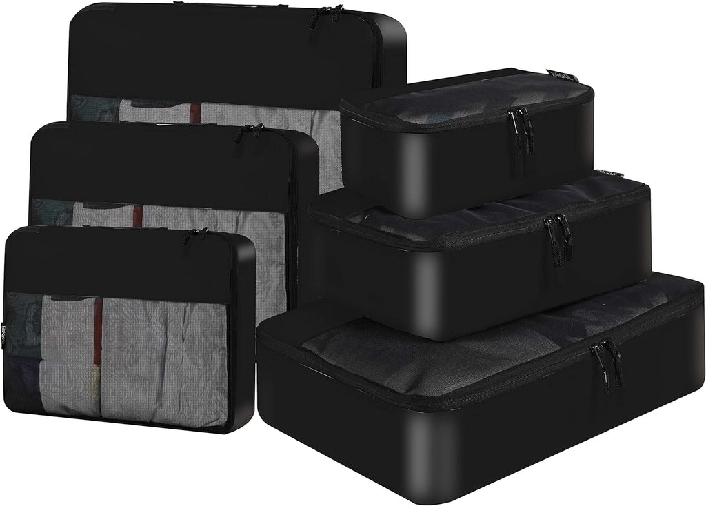6 Set / 8 Set Packing Cubes Luggage Packing Organizers for Travel Accessories (6 Set Black)