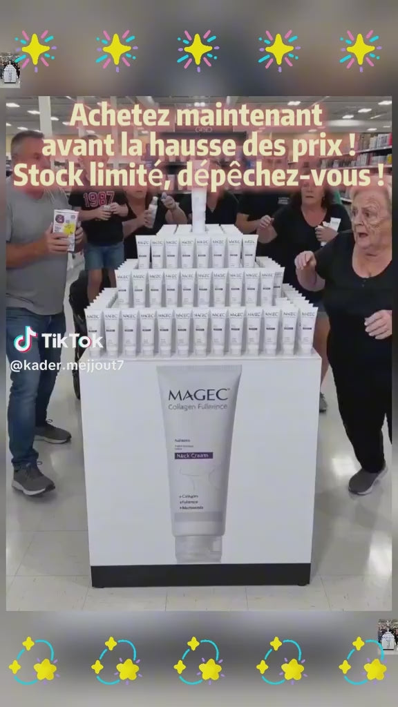 2026 Magec Cream, Magic Collagen Fullerene Neck Cream, Tighten and Lift Firming Neck Cream for Crepey Skin, with Five Rollers, Reduces Wrinkles and Double Chin (3 pc)